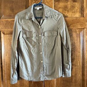 Michael Michael KORS Olive Green Gold Buttoned Shirt - Women's Size 2